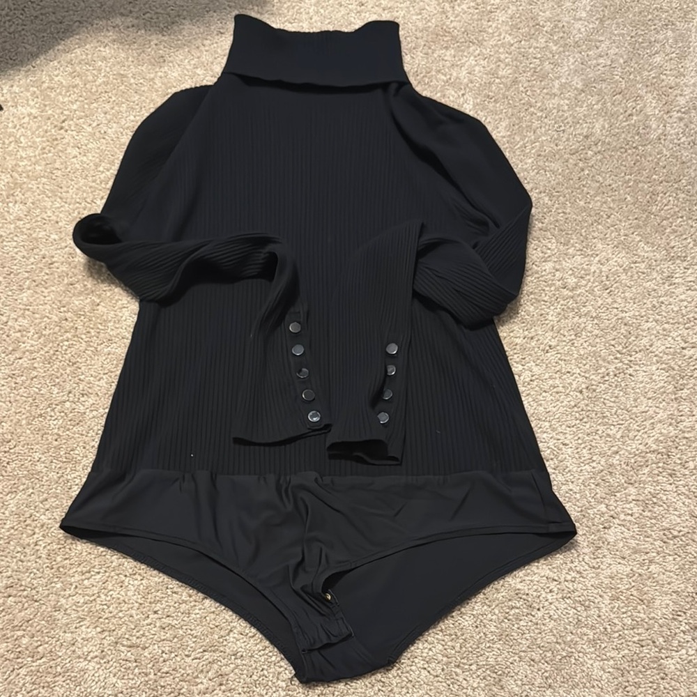 J. Crew Black Ribbed Bodysuit